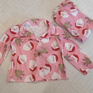 Carters Holiday Santa Reindeer Pink 4T Girls Pajamas